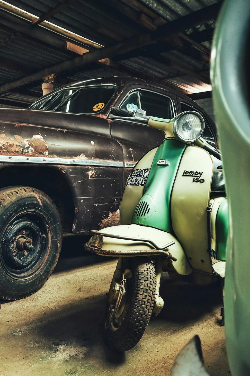 Founder working on classic car